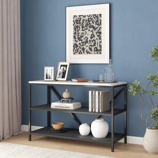 Modern Console Table with Marble-Inspired Top