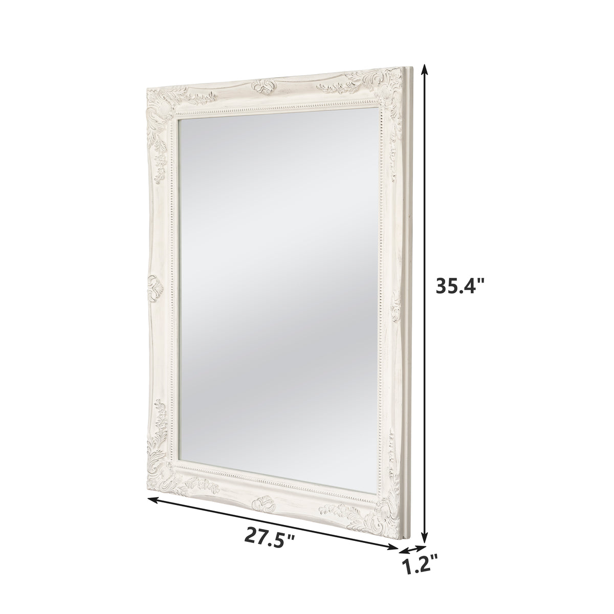 Antique White Ornate Wall Mirror