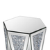 Mesa auxiliar hexagonal con espejo y brillantes incrustados