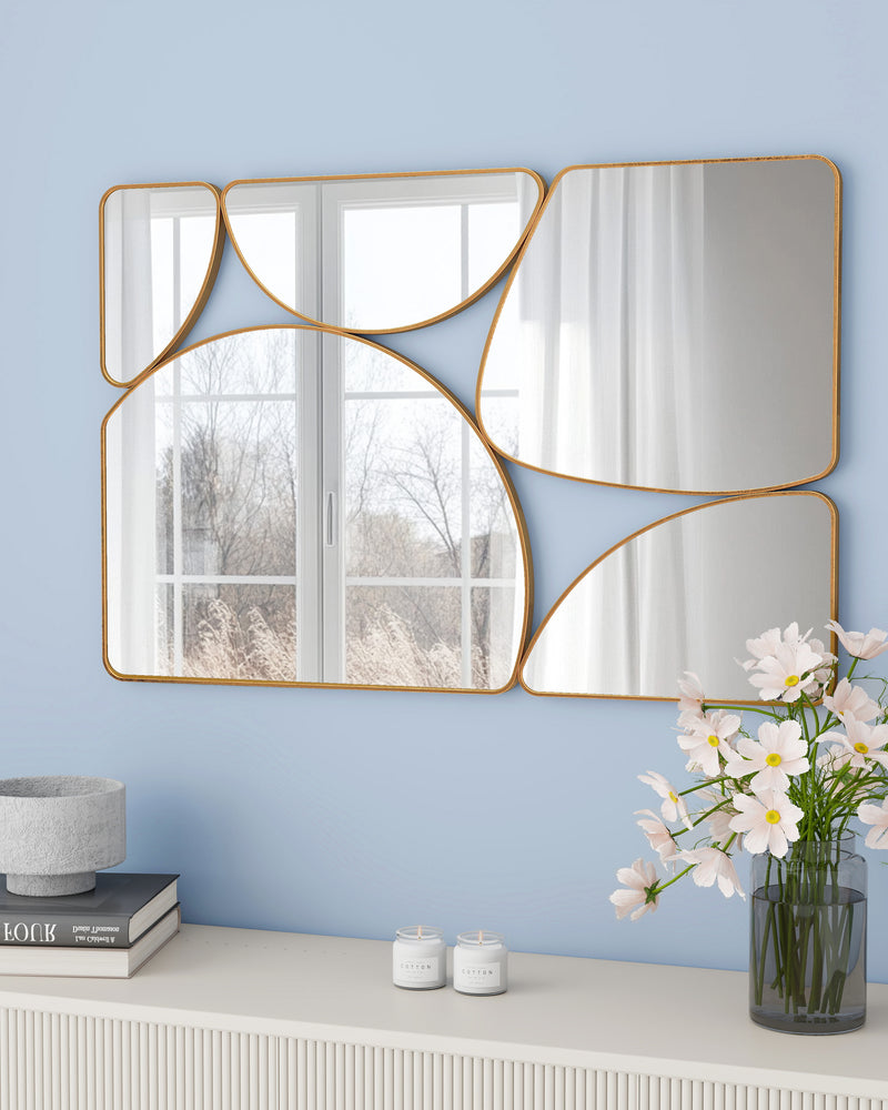 SHYFOY Modern Antique Gold Wall Mirror Metal Frame Accent Mirror