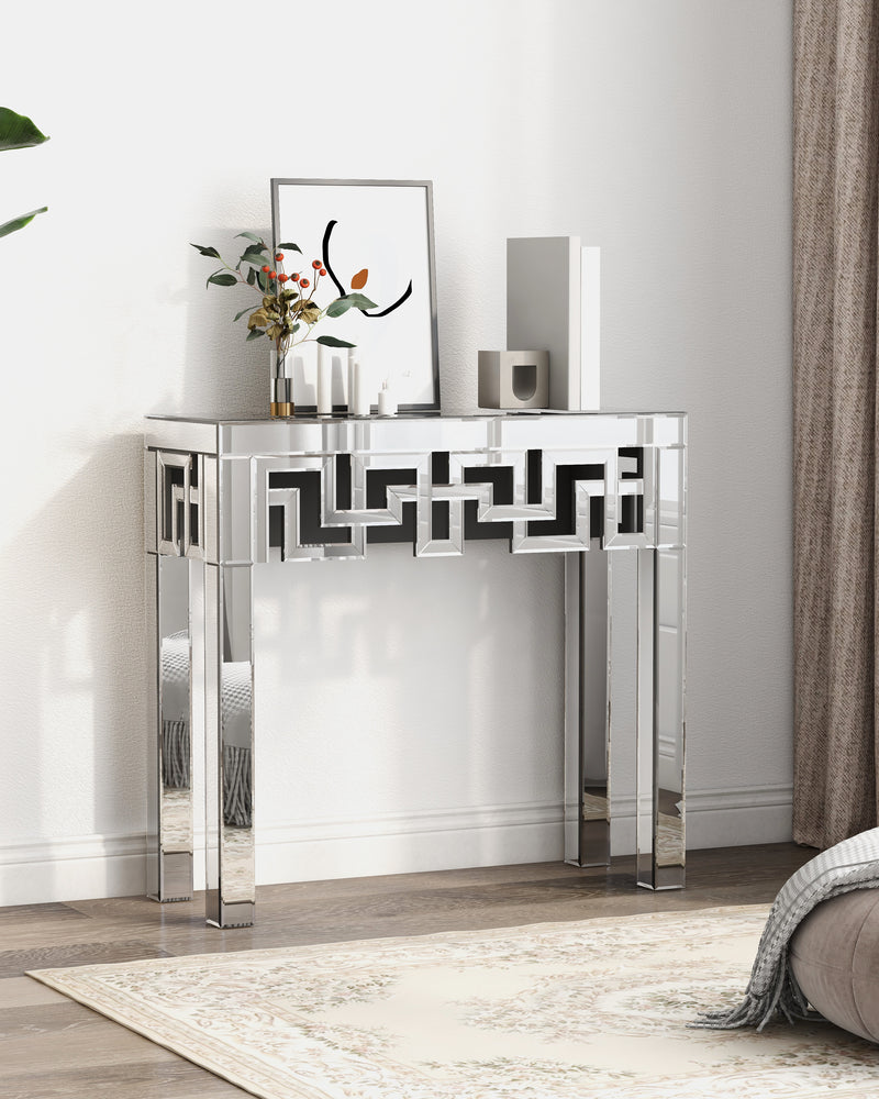 SHYFOY Modern Grecian Venetian Mirrored Console Table