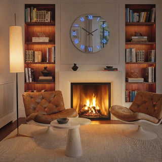 Round Mirrored Wall Clock With RGB Backlight