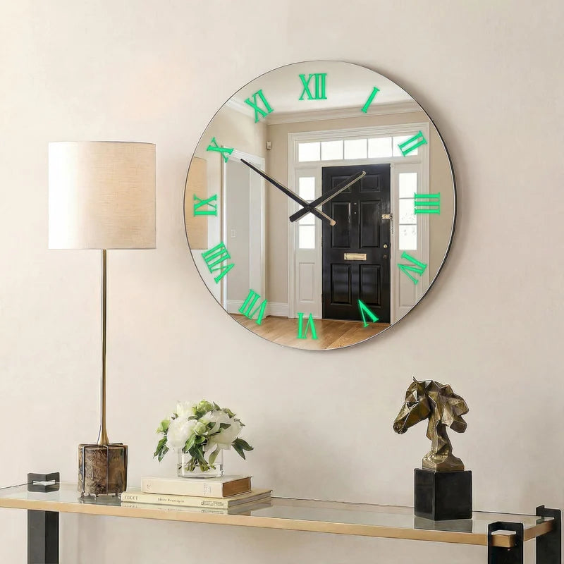 Round Mirrored Wall Clock With RGB Backlight