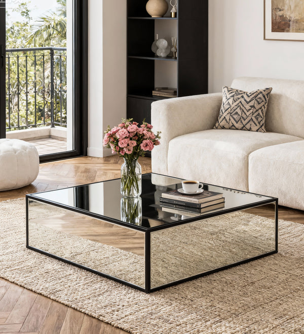 Modern Rectangular Mirrored Coffee Table