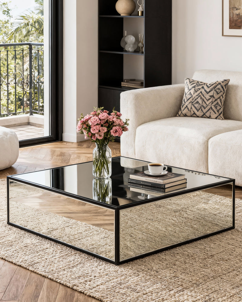Modern Rectangular Mirrored Coffee Table