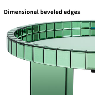 Green Round Glass Tray Top Coffee Table