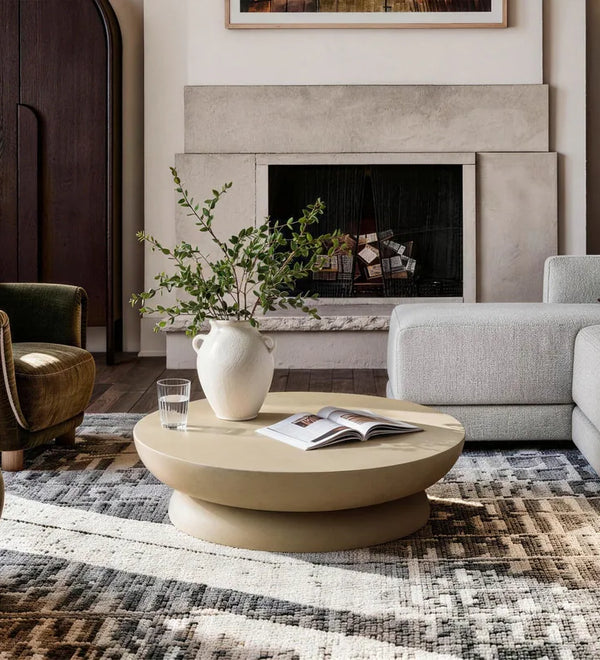 Low-Profile Round Concrete Coffee Table
