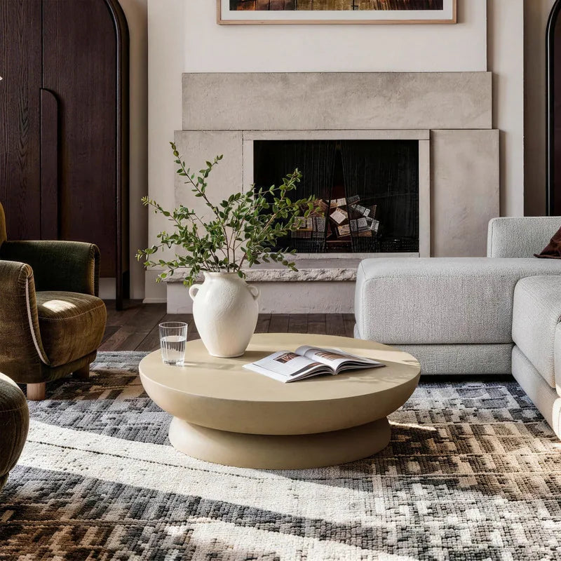 Low-Profile Round Concrete Coffee Table
