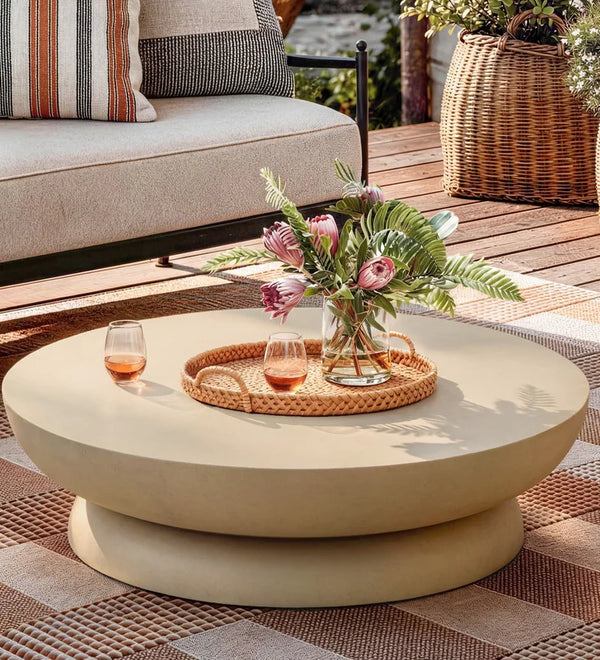 Low-Profile Round Concrete Coffee Table