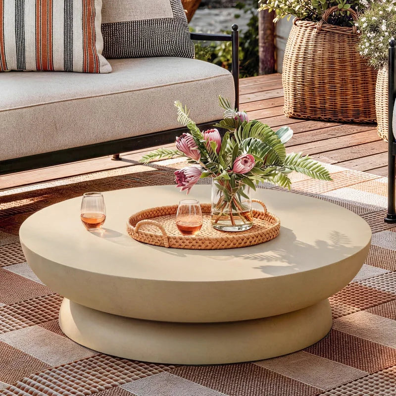 Low-Profile Round Concrete Coffee Table