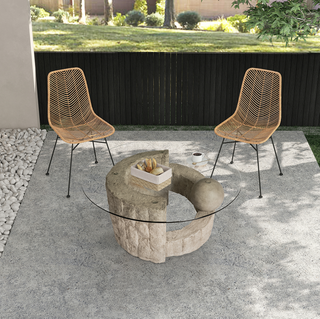 Vintage Tessellated Coffee Table Round Accent Table