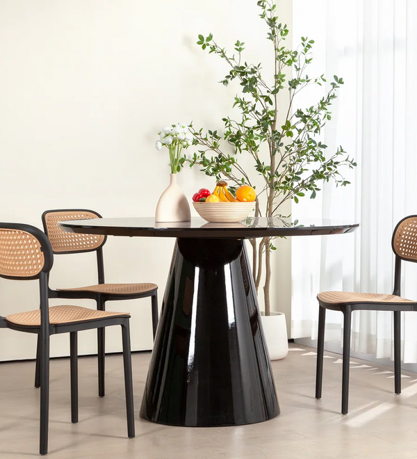Black Modern High Glossy Round Dining Table