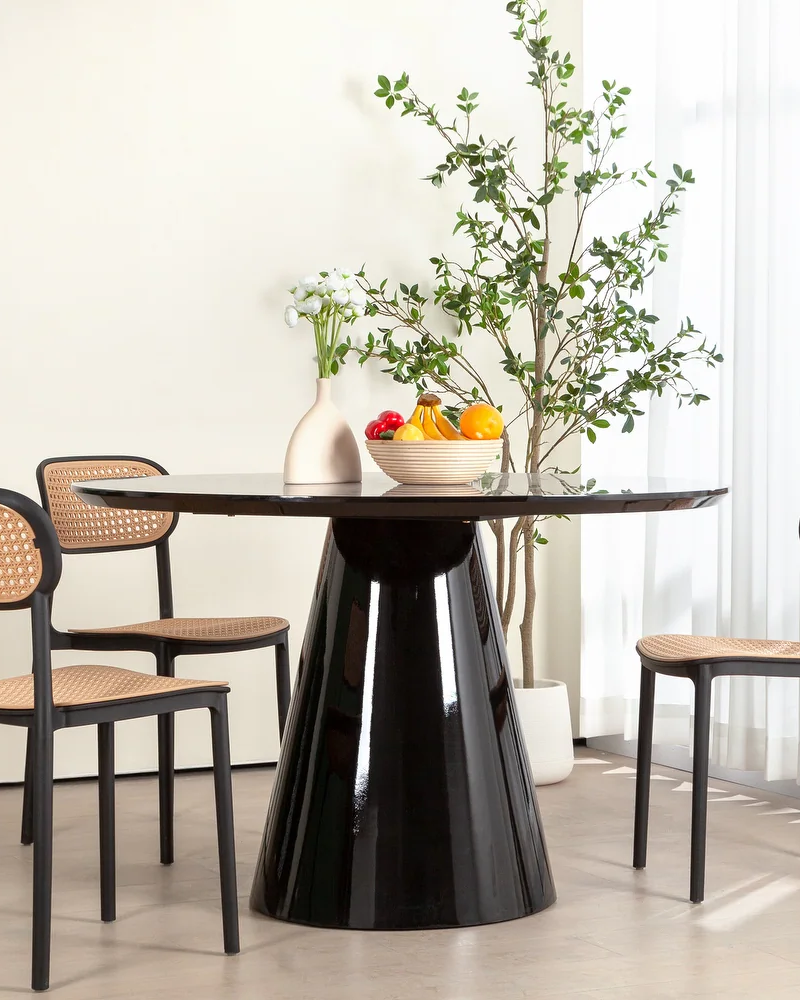 Black Modern High Glossy Round Dining Table