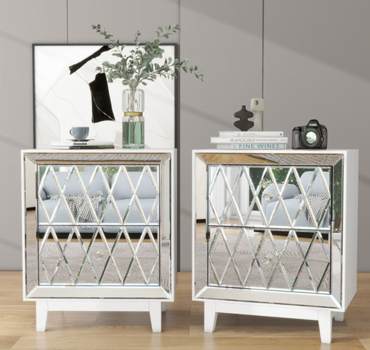 SHYFOY 2-Drawer Mirrored Nightstand, Set of 2
