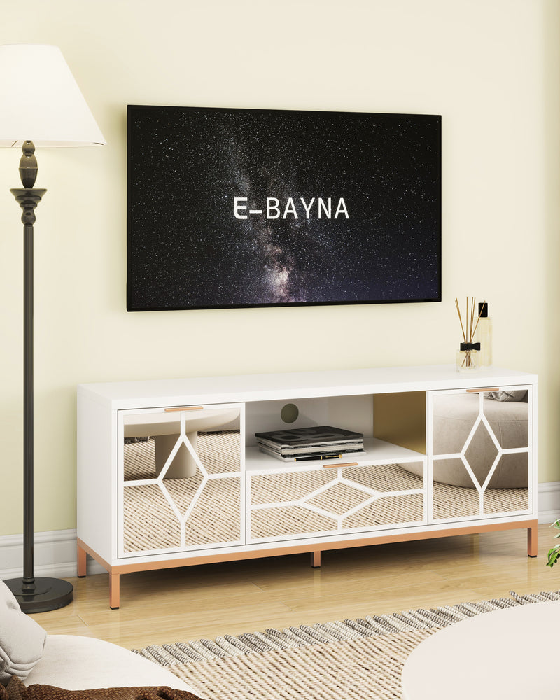 SHYFOY  Modern Wood TV Stand Media Console