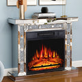 Mirrored Electric Fireplace, Fireplace Mantel Freestanding Heater Firebox with Remote Control