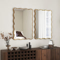 Antique Rectangle Wave Accent Wall Mirror Modern Gold Metal Mirror