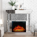 SHYFOY Mirrored Electric Fireplace with Remote Control, 3D Flame
