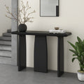 Black Modern Console Table with 3 Legs, Natural Wood Grain Entryway Table