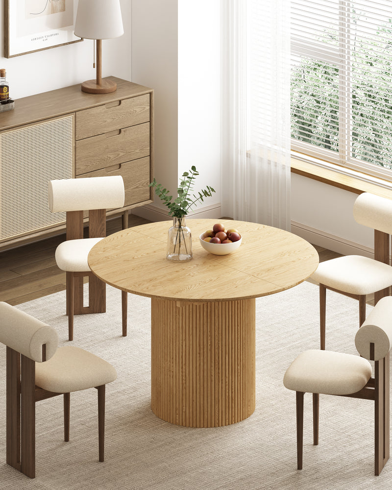 Oak Extendable Oval Solid Wood Dining Table