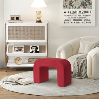 25.6'' Red Upholstered Foot Stool Modern Pouf Ottoman