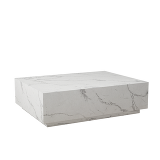 Faux Marble Solid Block Rectangular Coffee Table