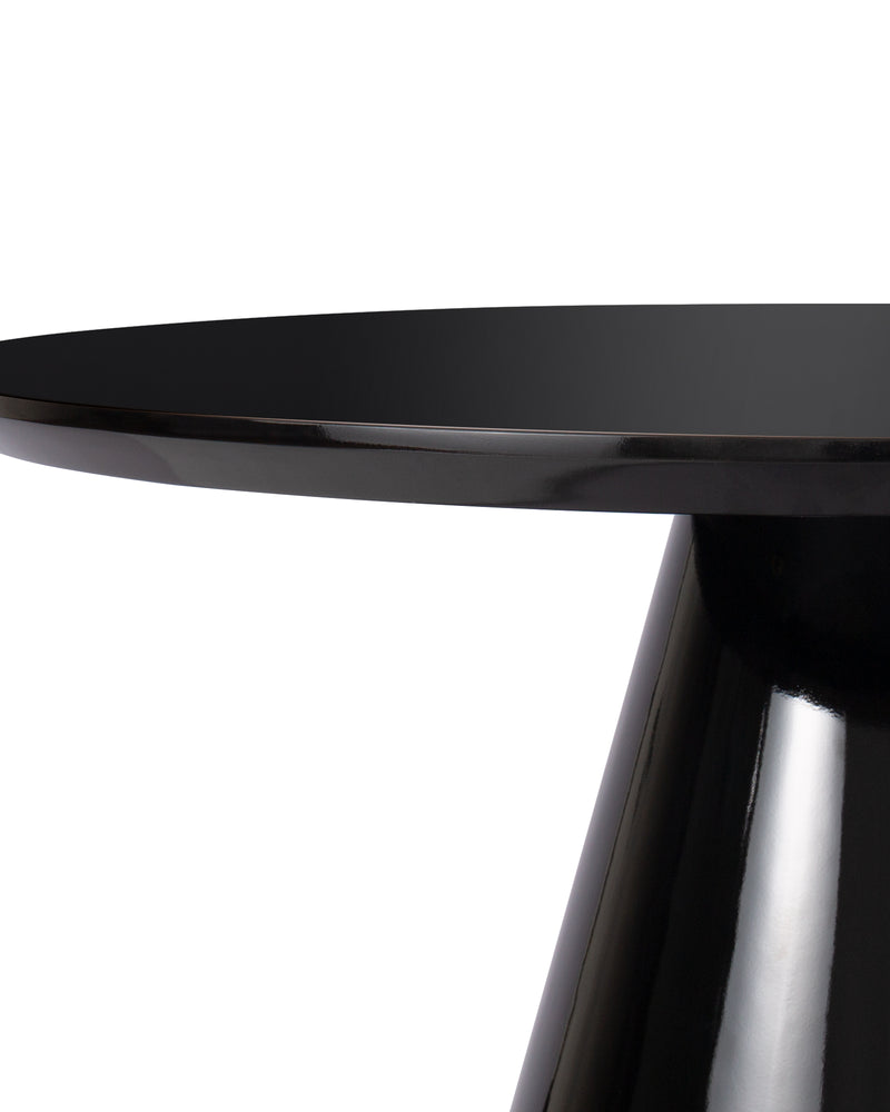 Black Modern Round Coffee Table with Cone-Shaped Base