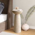 Travertine Stone Finish End Table Accent Side Table