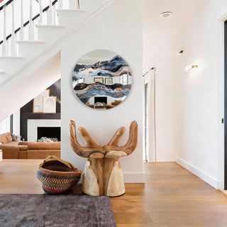 23.6" Artistic Marble Patterned Round Wall Mirror