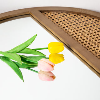 Rattan Round Mirror 24 Inch Bohemian Accent Wall Mirror