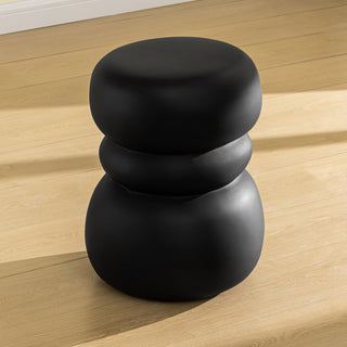 Black Round Stone Side Table End Table