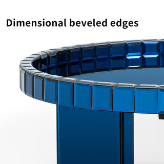 Blue Round Glass Tray Top Coffee Table