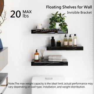 Black Set of 3 Mirrored Glass Floating Shelves