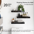 Black Set of 3 Mirrored Glass Floating Shelves