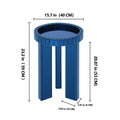 Blue Mirrored End Table,  Round Glass Side Table with Three Legs