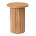 Mesa auxiliar redonda de madera natural con pedestal estriado