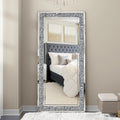 Floor Mirror, Glass Full Length Mirror with Crushed Diamond Frame