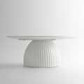 Modern Round Coffee Table, 35.4 inch White Drum Design
