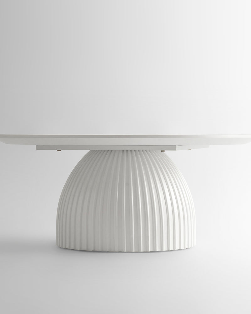 Modern Round Coffee Table, 35.4 inch White Drum Design