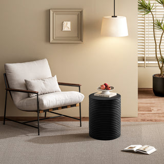 Black Modern Cylinder Side Table Minimalist Outdoor End Table