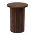 Mesa auxiliar redonda de madera de nogal con pedestal estriado
