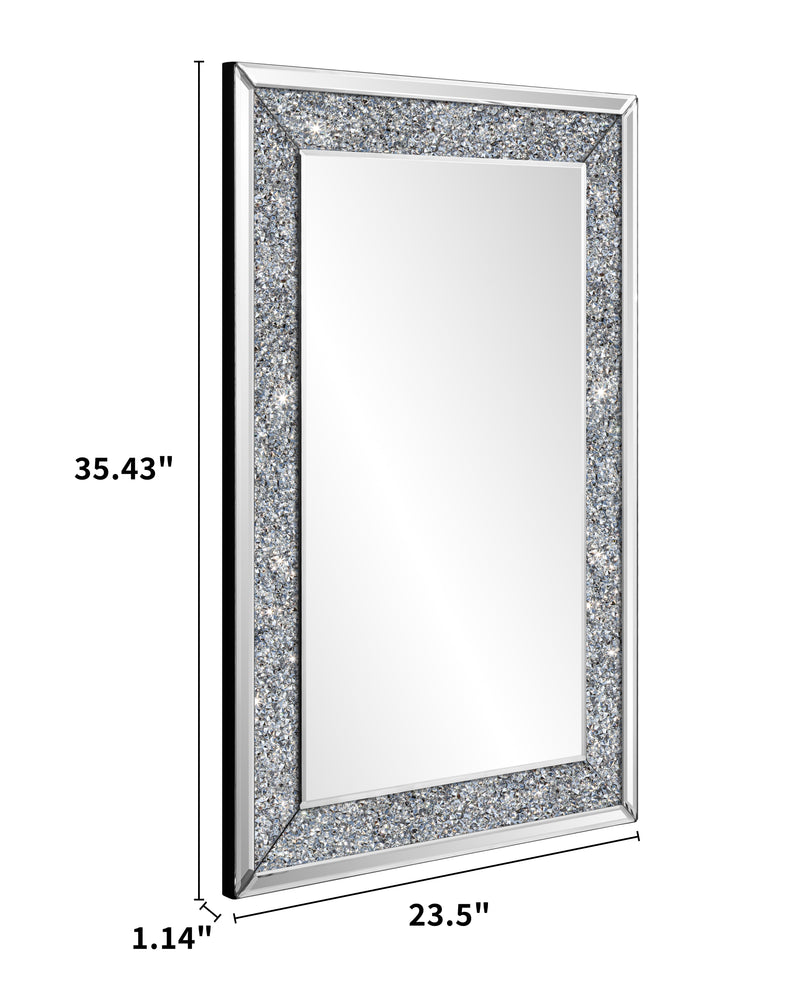 Glam Crystal Accent Wall Mirror Sparkly Silver Mirror