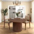 Walnut Brown Round Kitchen Table Solid Wood Dining Table
