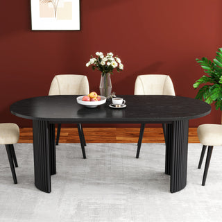 Black Modern Solid Wood Oval Dining Table