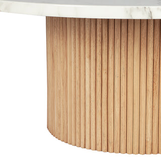 35" Marbled Wood Round Coffee Table