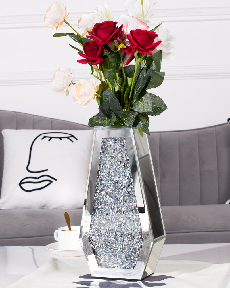 Flower Vase Crushed Diamond Vases for Decor Silver Mirror Vases for Centerpieces