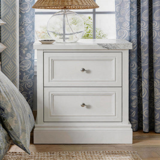 2-Drawer Nightstand with Faux Marble Top