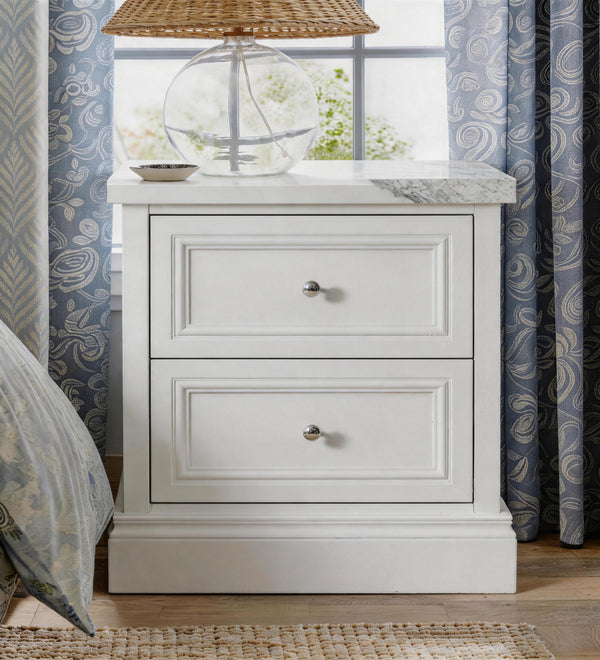 2-Drawer Nightstand with Faux Marble Top