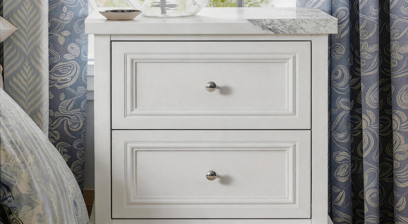 2-Drawer Nightstand with Faux Marble Top