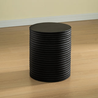 Black Modern Cylinder Side Table Minimalist Outdoor End Table